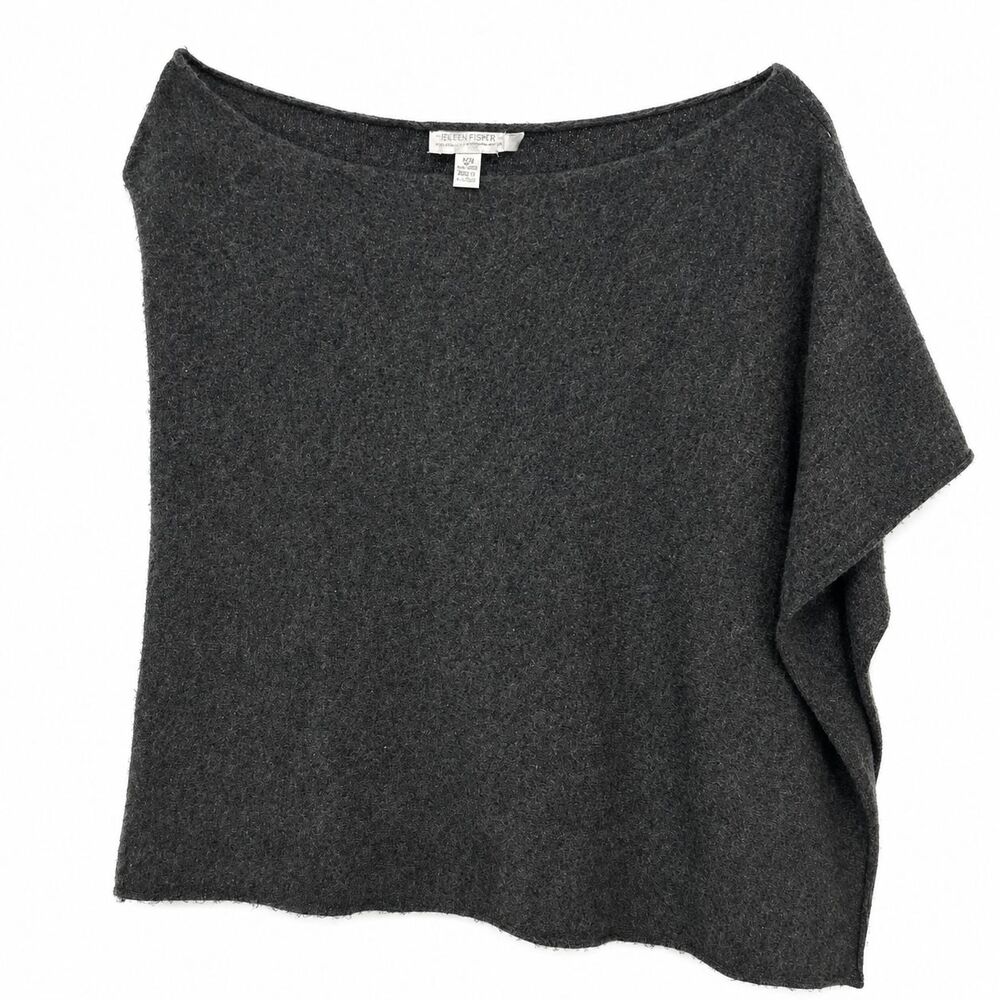 Subtle Luxury Gray 100% Cashmere Pullover Sweater Cape
